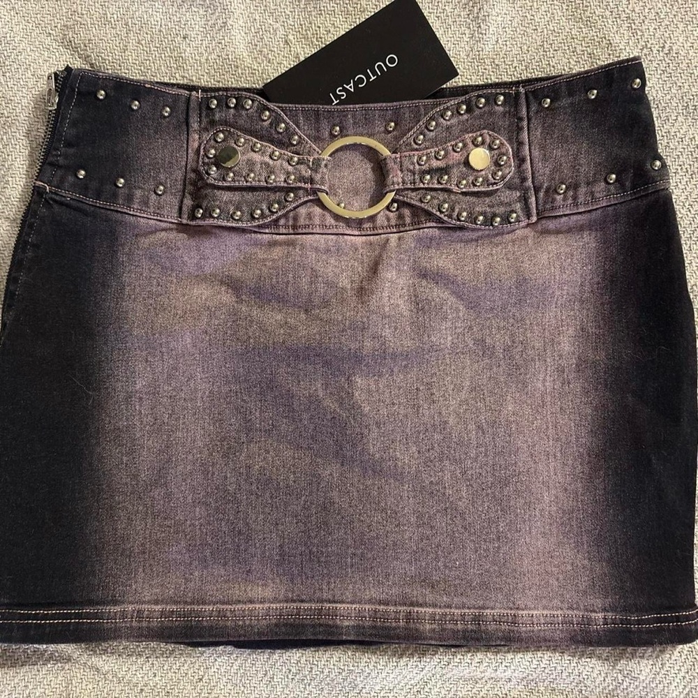 Denim Black & purple Embellished Mini Skirt